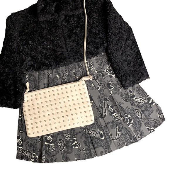 EXPRESS VINTAGE 90s Marque Déposée Gray Floral Paisley Pleated Tennis Mini Skirt - Picture 8 of 8